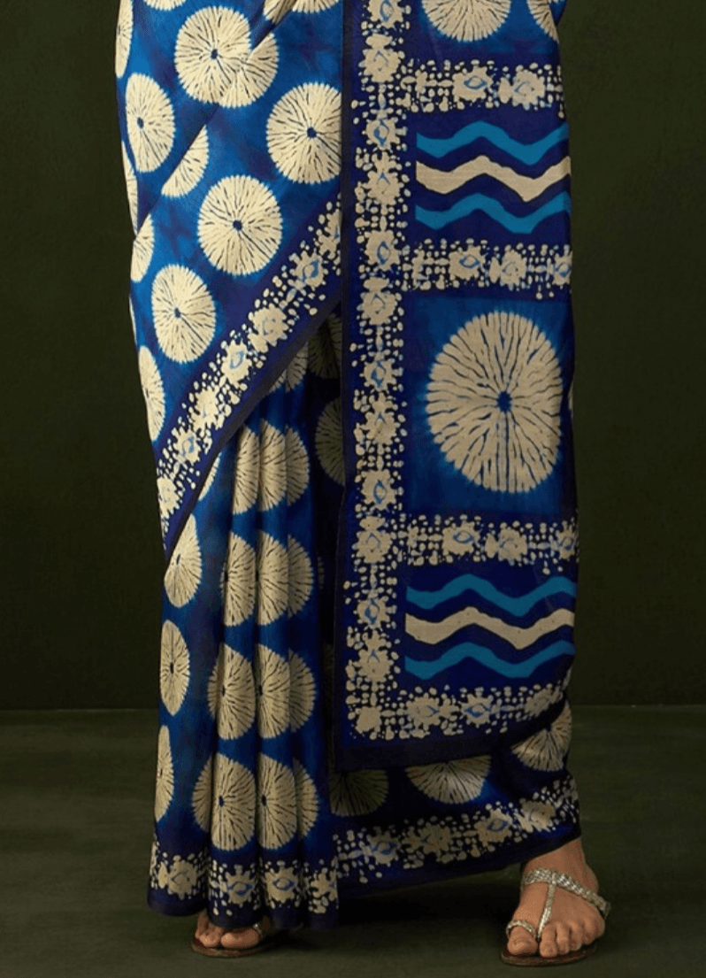 Saree Designer Blue bhagalpuri silk saree - SaviDurga