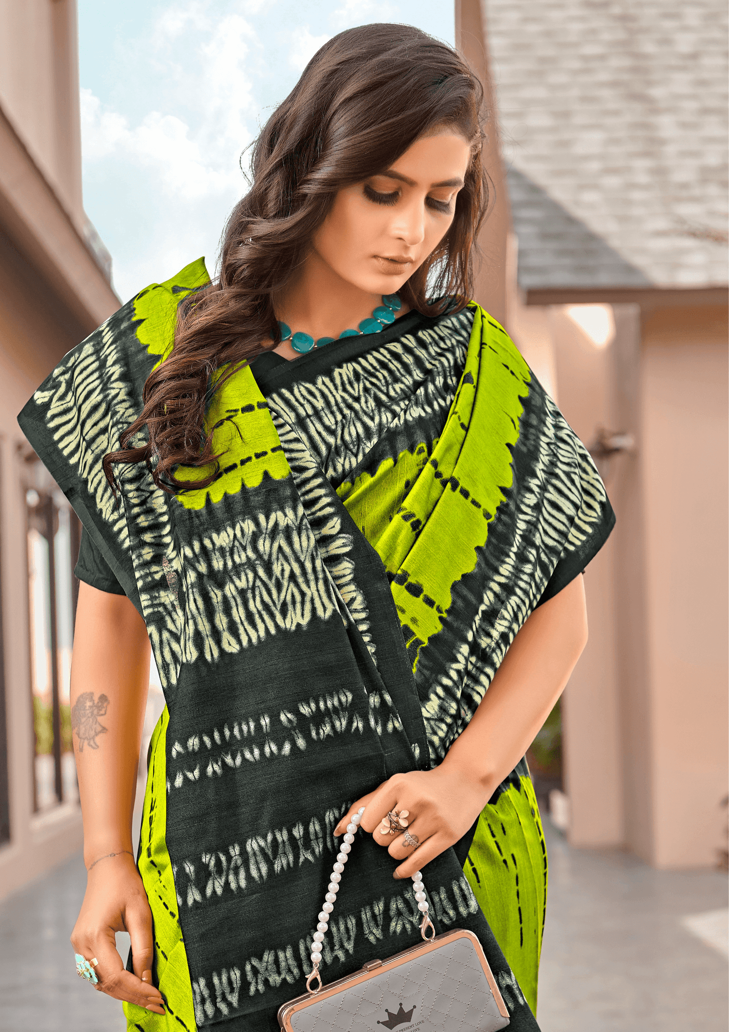 Saree Elegant Lime Green Saree - SaviDurga