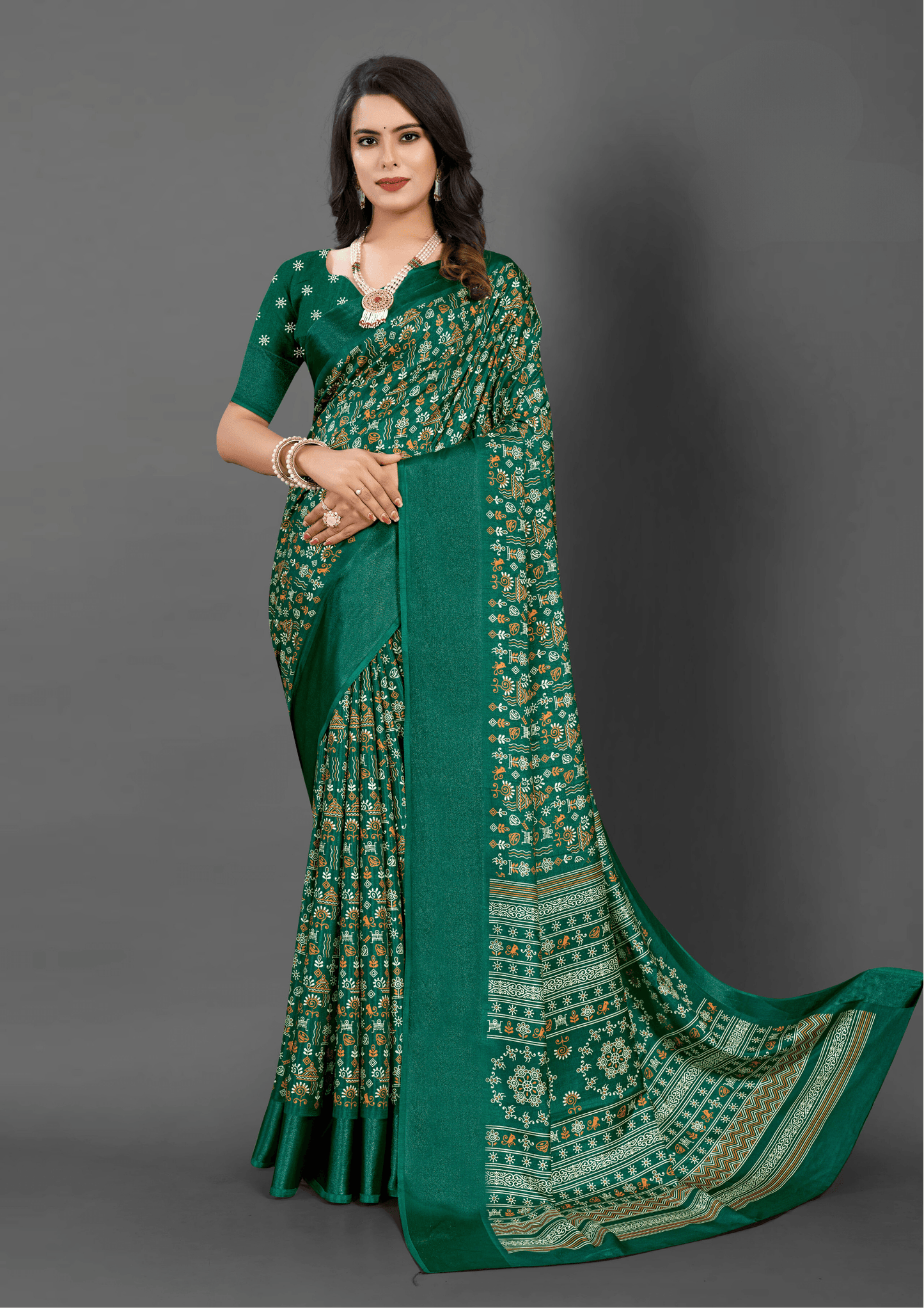 Saree Green Dola Printed saree - SaviDurga