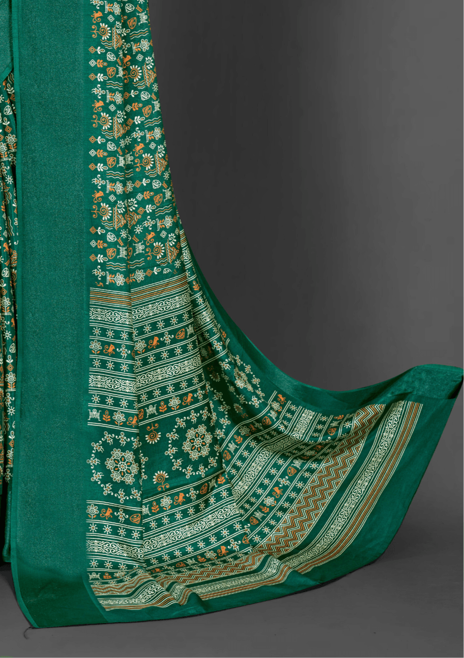 Saree Green Dola Printed saree - SaviDurga