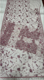 Pink sequence work net saree