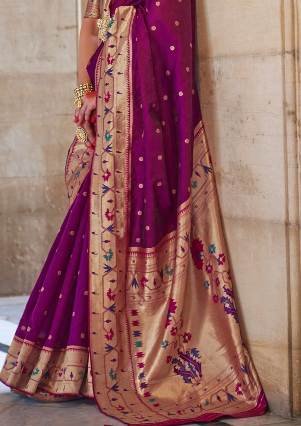Paithani Silk Zari Weaving Purple Saree