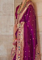 Paithani Silk Zari Weaving Purple Saree