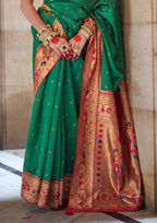 Paithani Silk Zari Weaving Green Saree