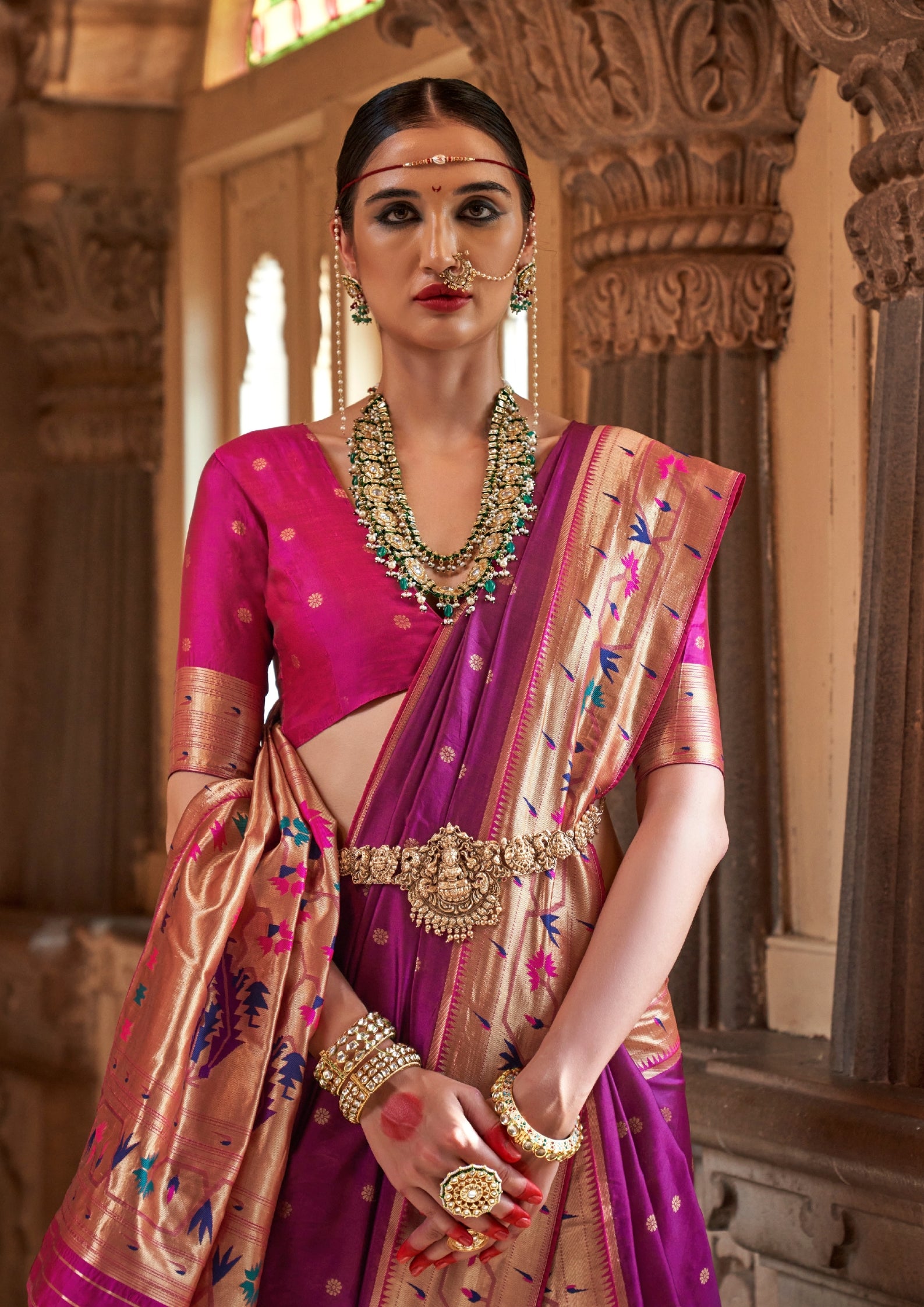 Paithani Silk Zari Weaving Purple Saree