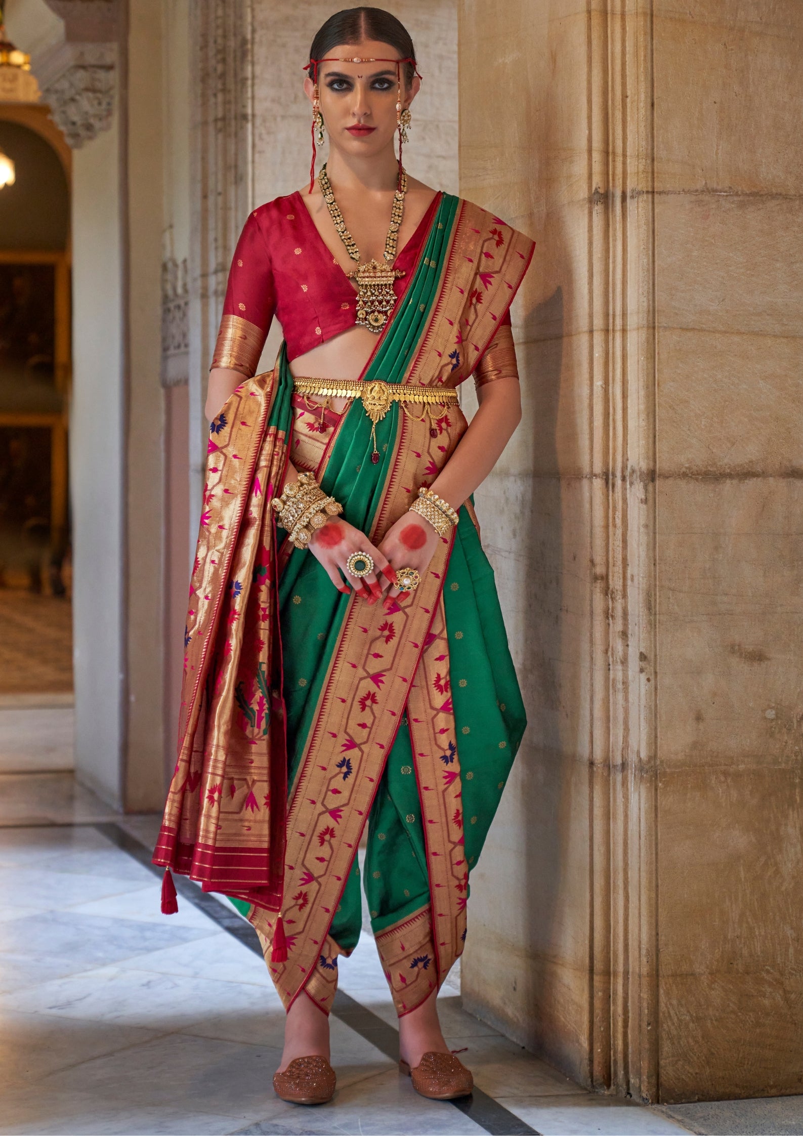 Paithani Silk Zari Weaving Green Saree