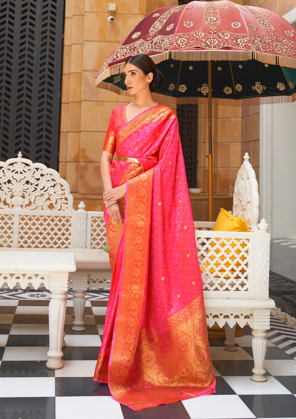 Pink Pure Kanjivaram Silk Saree