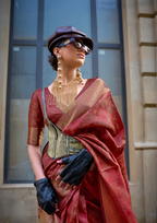 Red Two Tone Organza Weaving Saree