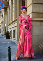 Pink Two Tone Organza Weaving Saree