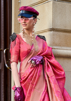Pink Two Tone Organza Weaving Saree