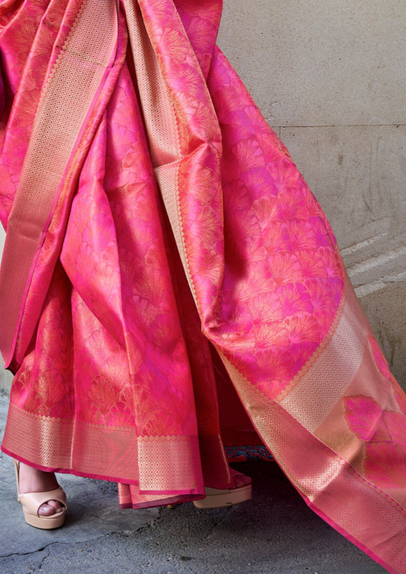 Pink Two Tone Organza Weaving Saree