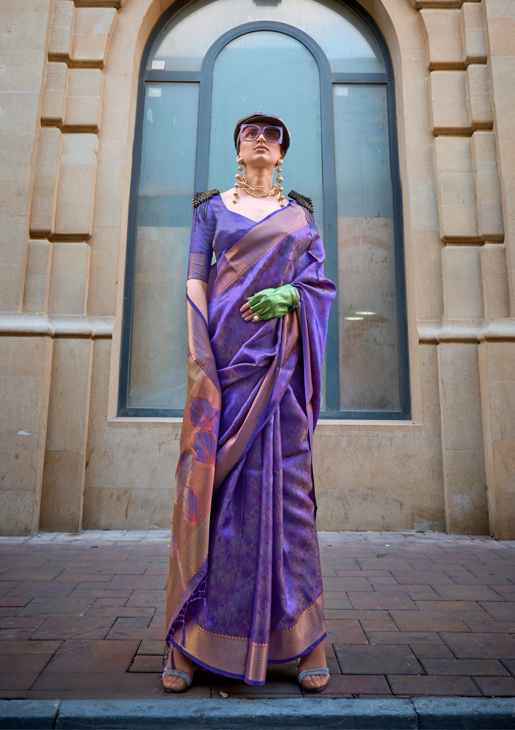 Purple Two Tone Organza Weaving Saree