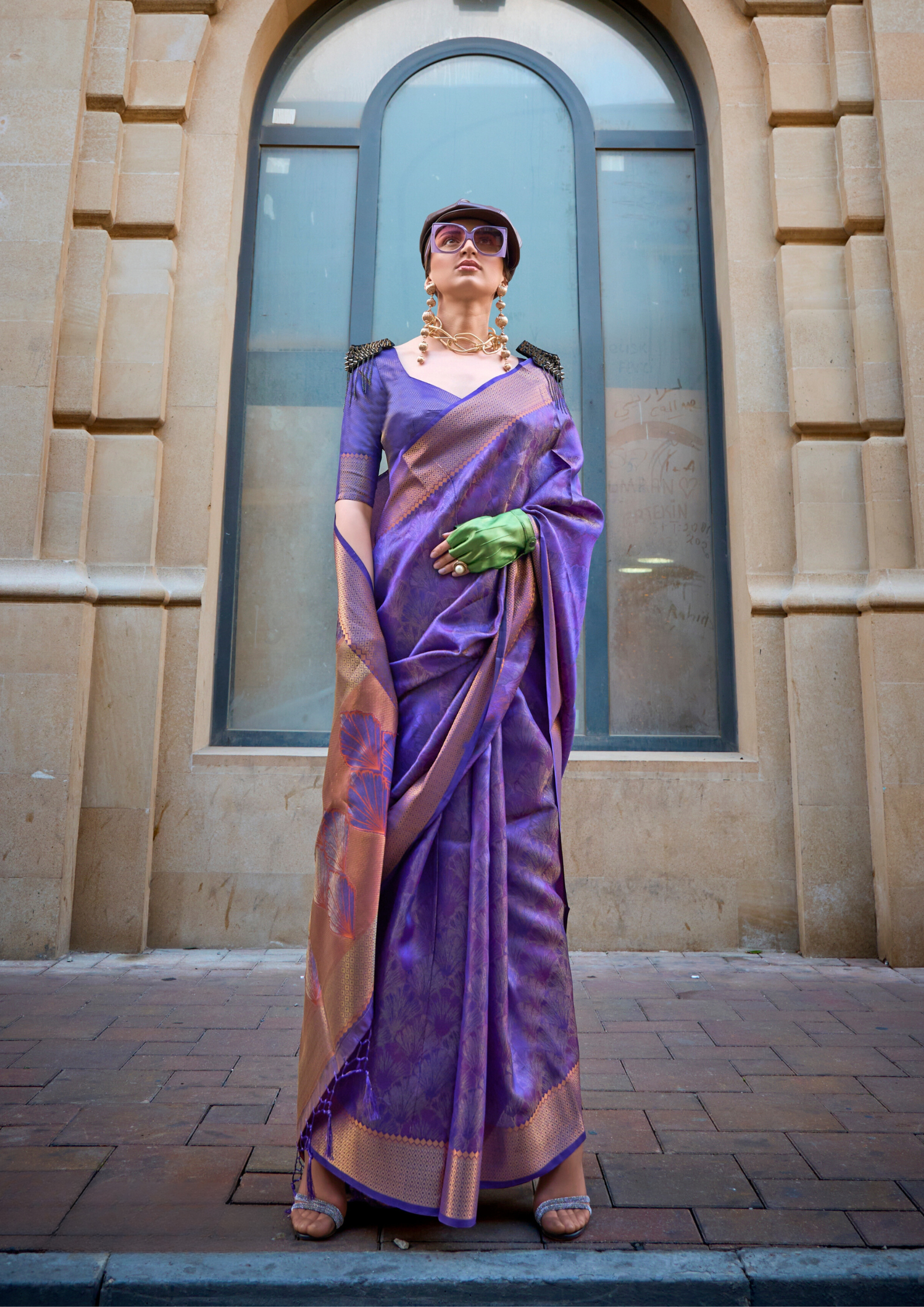 Purple Two Tone Organza Weaving Saree