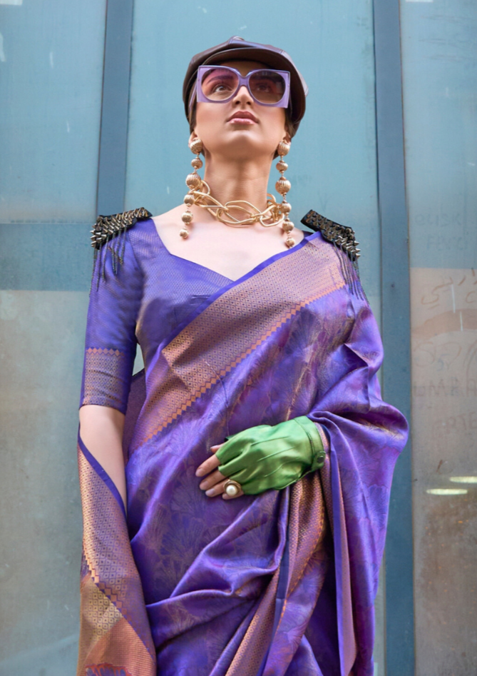 Purple Two Tone Organza Weaving Saree