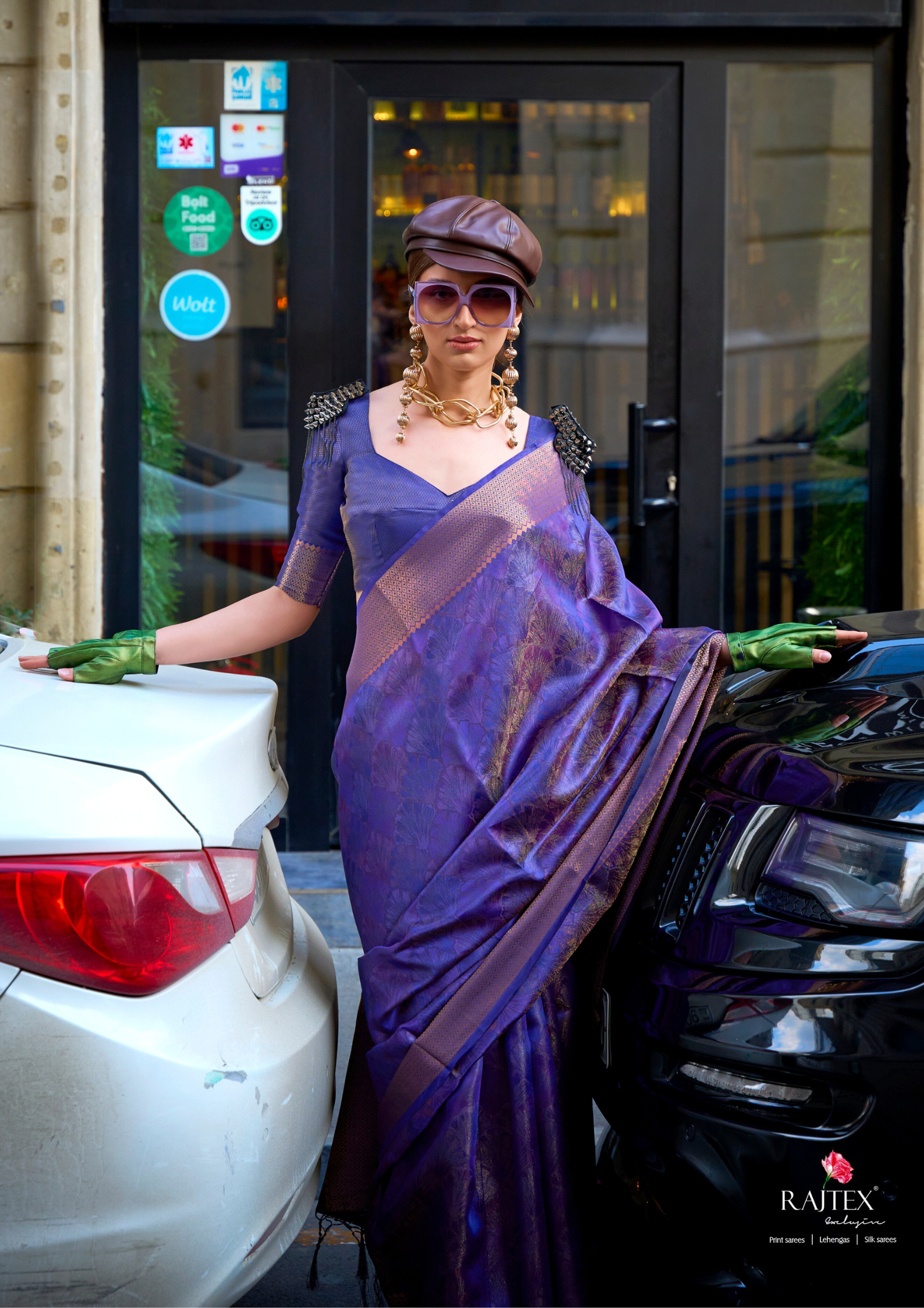 Purple Two Tone Organza Weaving Saree