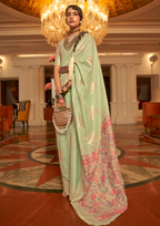 Light Green Modal silk Pashmina Pallu Saree