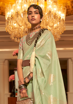 Light Green Modal silk Pashmina Pallu Saree