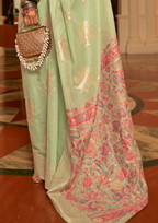 Light Green Modal silk Pashmina Pallu Saree