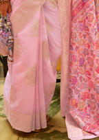 Light Pink Modal Silk Pashmina Pallu Saree