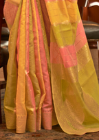 Yellow Organza Sequins Value Added Saree