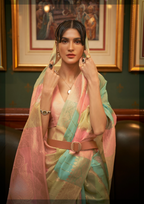 Pink Organza Sequins Value Added Saree