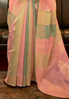 Pink Organza Sequins Value Added Saree
