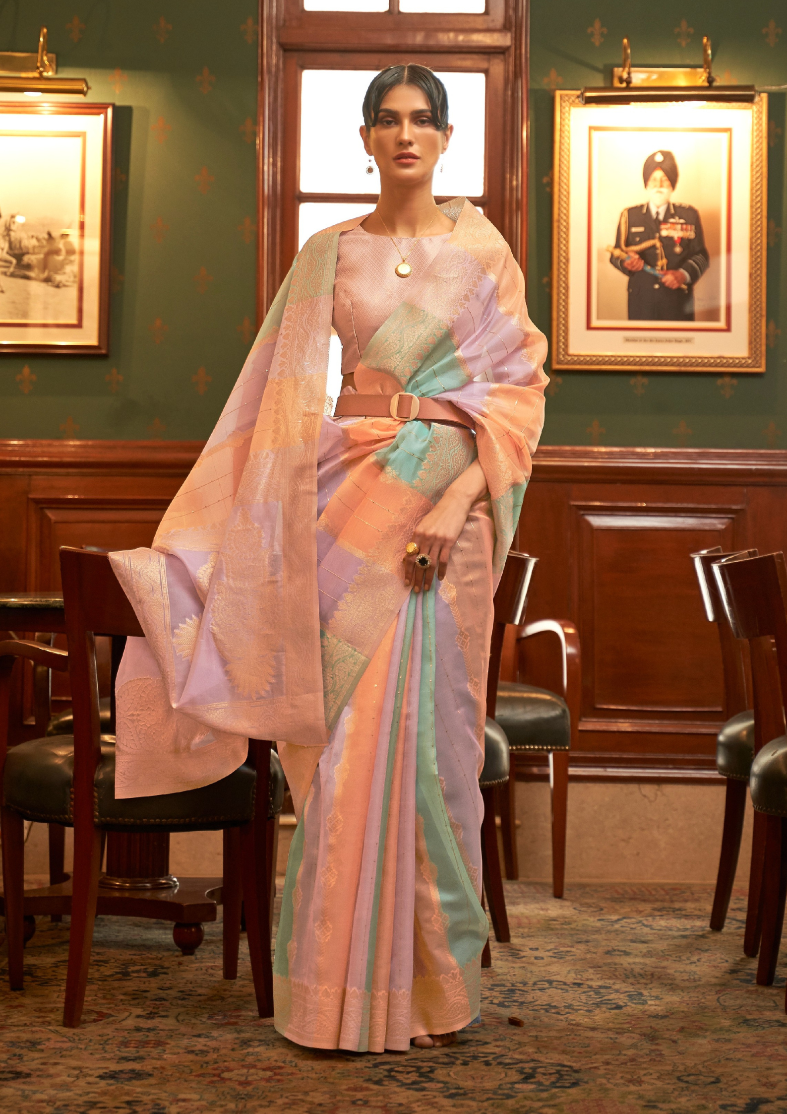 Lilac Organza Sequins Value Added Saree