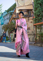 Pink Rangkaat Handwoven soft silk Saree