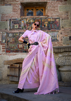 Light Purple Rangkaat Handwoven soft silk Saree