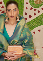 Elegant Green Silk Handloom weaving saree
