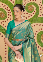 Elegant Green Silk Handloom weaving saree