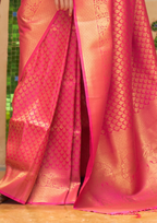 Elegant Pink Silk Handloom weaving saree