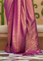 Elegant Purple Silk Handloom weaving saree