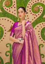 Elegant Purple Silk Handloom weaving saree