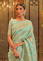 Modal Sequins Value Added Turquoise Silk Saree