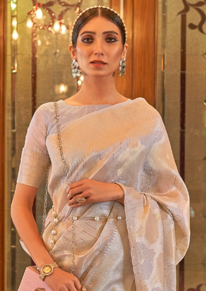 Modal Sequins Value Added Grey Silk Saree
