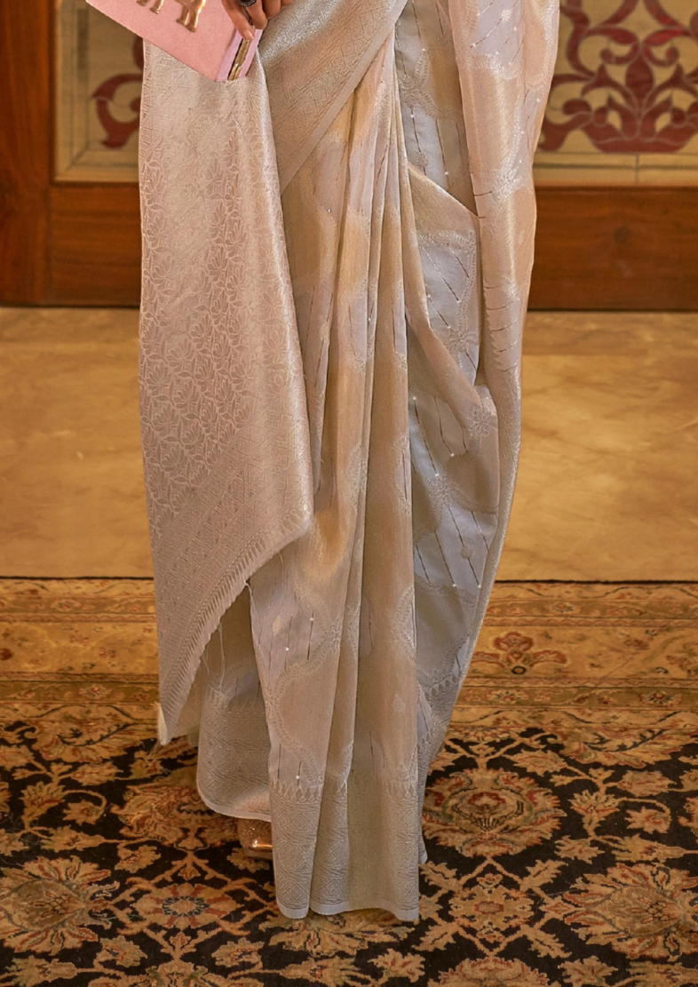 Modal Sequins Value Added Grey Silk Saree