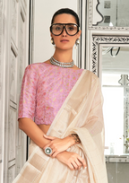Gold Moss Chiffon handloom weaving saree