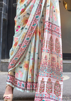 Multicolor Printed Satin Georgette Saree
