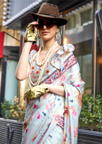 Multicolor Printed Satin Georgette Saree