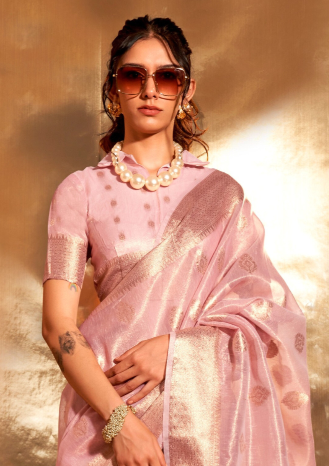 Pink Paithani Zari Tissue Saree