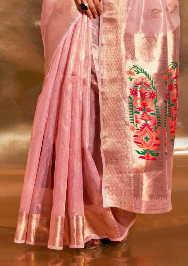 Pink Paithani Zari Tissue Saree