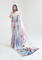White Digital Print Saree