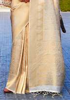 Gold Silk Handloom weaving saree