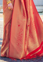 Red Silk Handloom weaving saree