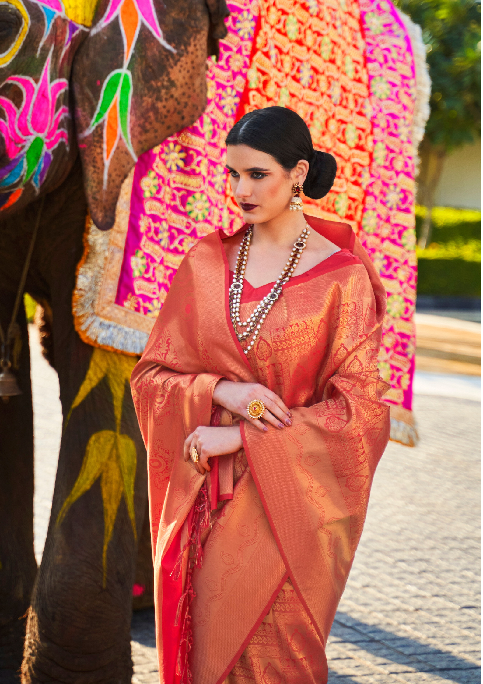 Red Silk Handloom weaving saree