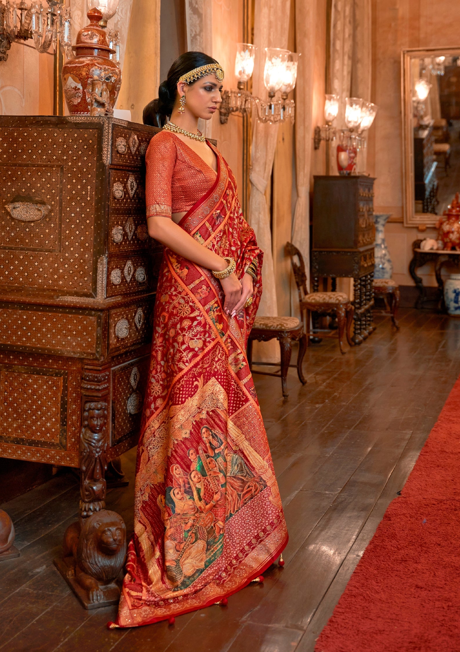 Pure Patola With Heavy Sparkle Work Red Saree