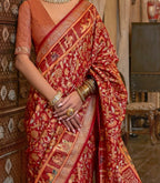 Pure Patola With Heavy Sparkle Work Red Saree