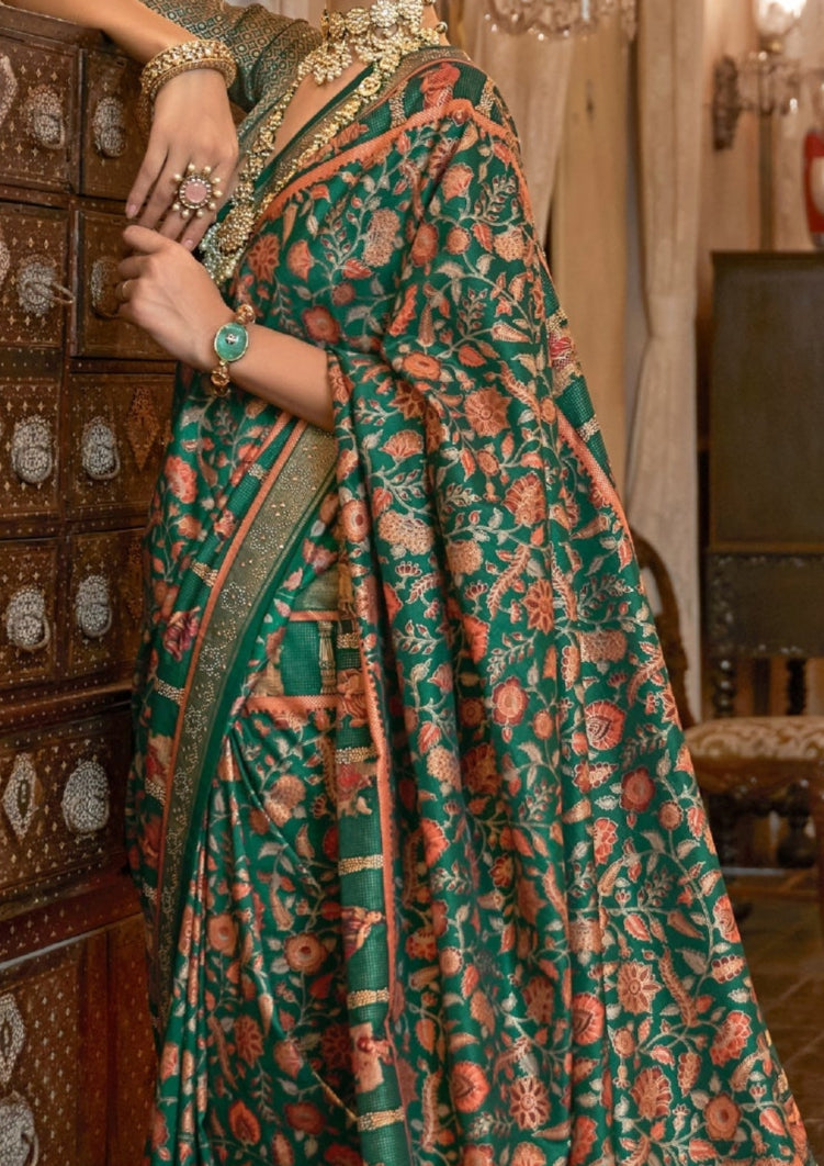 Pure Patola With Heavy Sparkle Work Green Saree