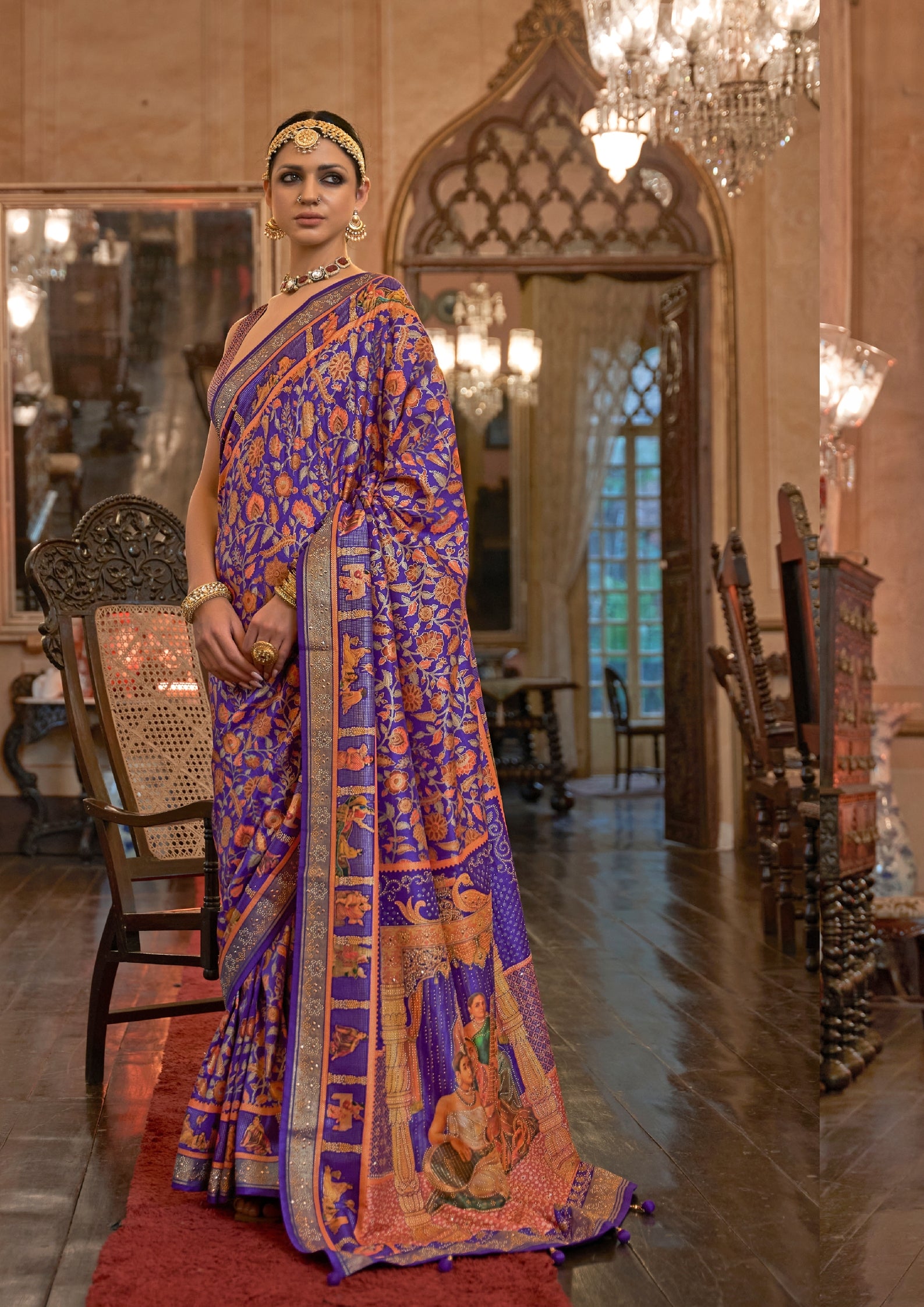 Pure Patola With Heavy Sparkle Work Voilet Saree